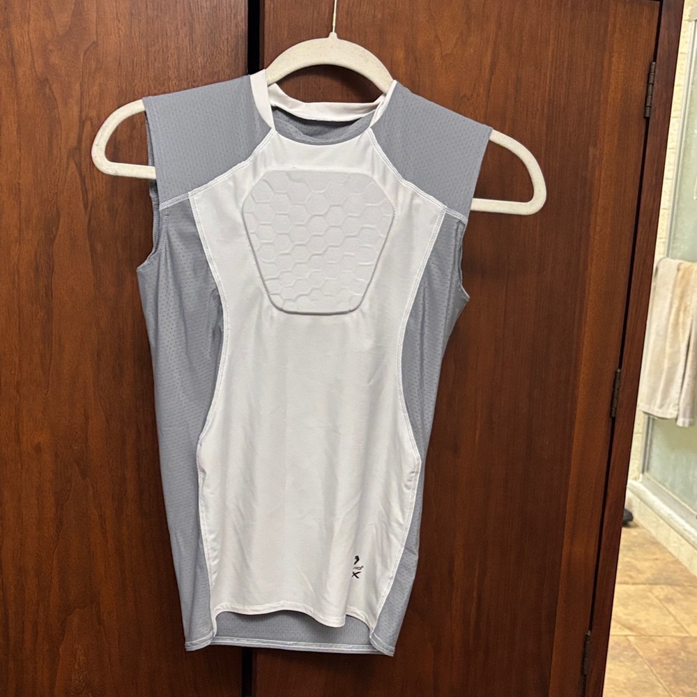 Gray and White Sleeveless Athletic Youth  Top